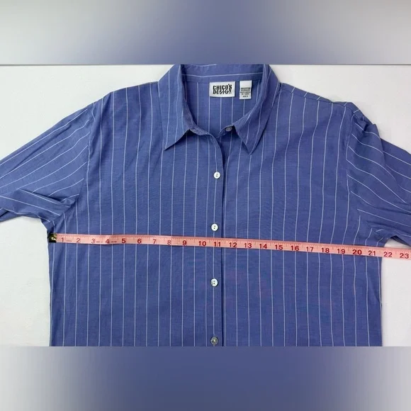 Chico’s Design Blue Striped Button-Up Shirt Long Sleeves Size Large - Picture 7 of 8